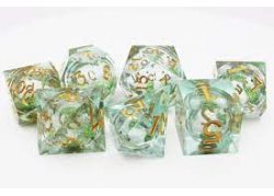 Mint Green Liquid Core Sharp Edge Dice Set